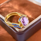 Purple Square Cubic Zirconia Copper Size Ring For Women