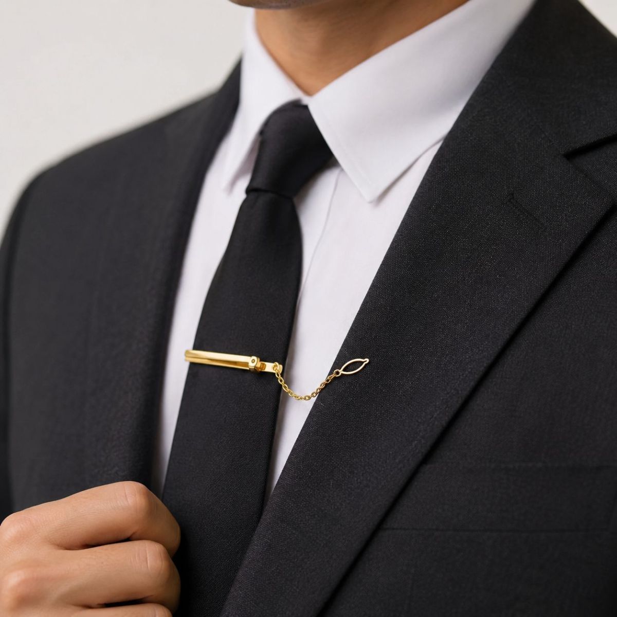 Plain 18K Gold CZ Formal Shirt Tie Pin Clip For Men Bulk