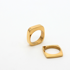 Cushion Cut Dual 18K Gold Stainless Steel Anti Tarnish Combo Set Of 2 Ring For Women