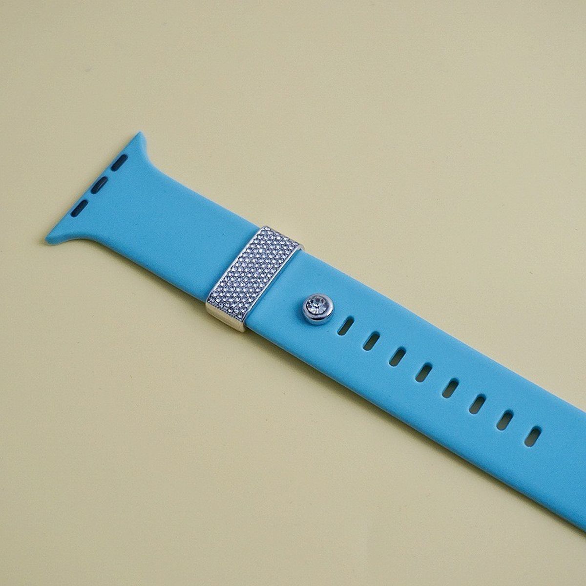 Studded Cubic Zirconia Silver Watch Charm Apple Watch For Women Bulk Main image