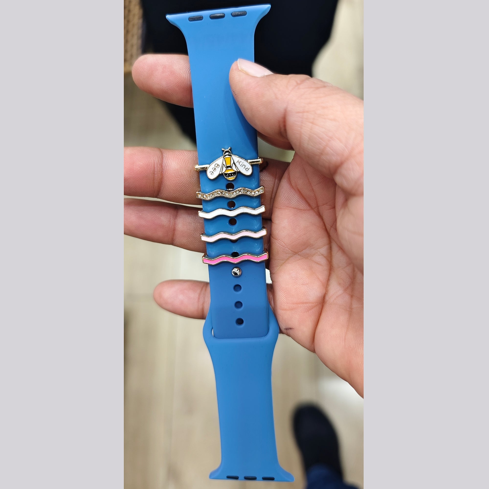 Honey Bee Cubic Zirconia Enamel 18K Gold Watch Charm Apple Watch Bulk