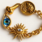 Blue Evil Eye Mermaid Coin Charm Chain Gold Plated Enamel Bracelet Bulk