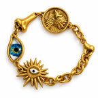 Blue Evil Eye Mermaid Coin Charm Chain Gold Plated Enamel Bracelet Bulk