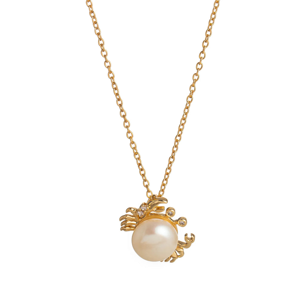 Ocean Pearl Shape Crabs 18k Gold Silver Stainless Steel Anti Tarnish Necklace Pendant Chain For Women