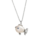 Ocean Pearl Shape Fish 18k Gold Silver Stainless Steel Anti Tarnish Necklace Pendant Chain For Women
