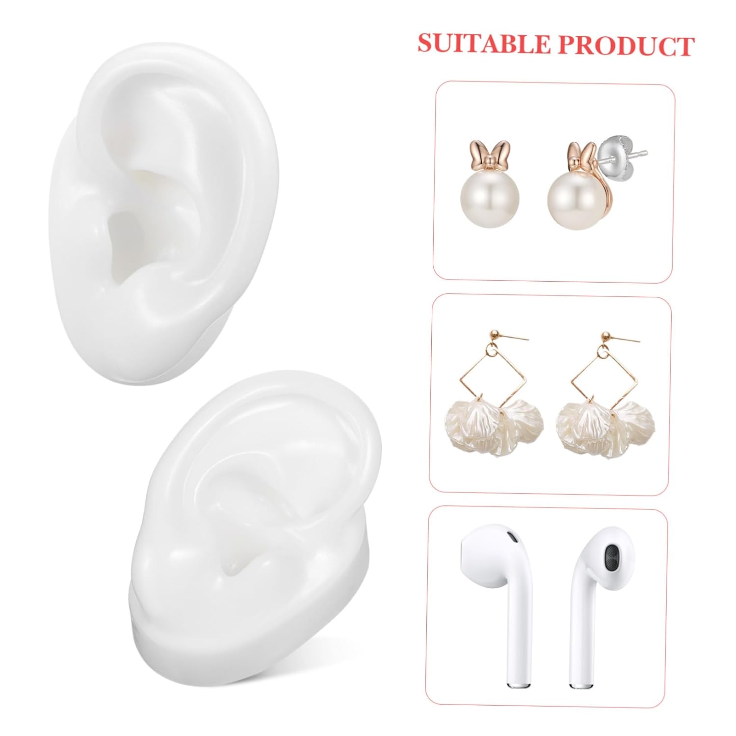 Ear Model White Silicon Photography Shoot Combo Pack Of 2 Bulk