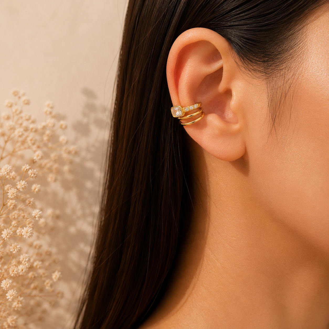 Minimalist Spiral Style Gold Silver CZ Single Ear Cuff Earrings Bulk