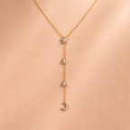 Minimal Star Moon Gold Plated CZ Anti Tarnish Copper Necklace Wholesale