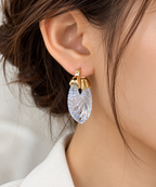 Gold Plated Transparent Resin Sculptural Fan Copper Hoop Earrings Bulk