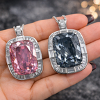 Luxury Cushion Shape Silver CZ Anti Tarnish Copper Pendant Chain Bulk