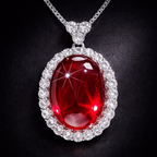 Red Green Classic Oval Cabochon Silver CZ Copper Pendant Chain Bulk