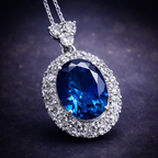Premium Royal Halo Oval Cut Silver CZ Anti Tarnish Copper Pendant Bulk