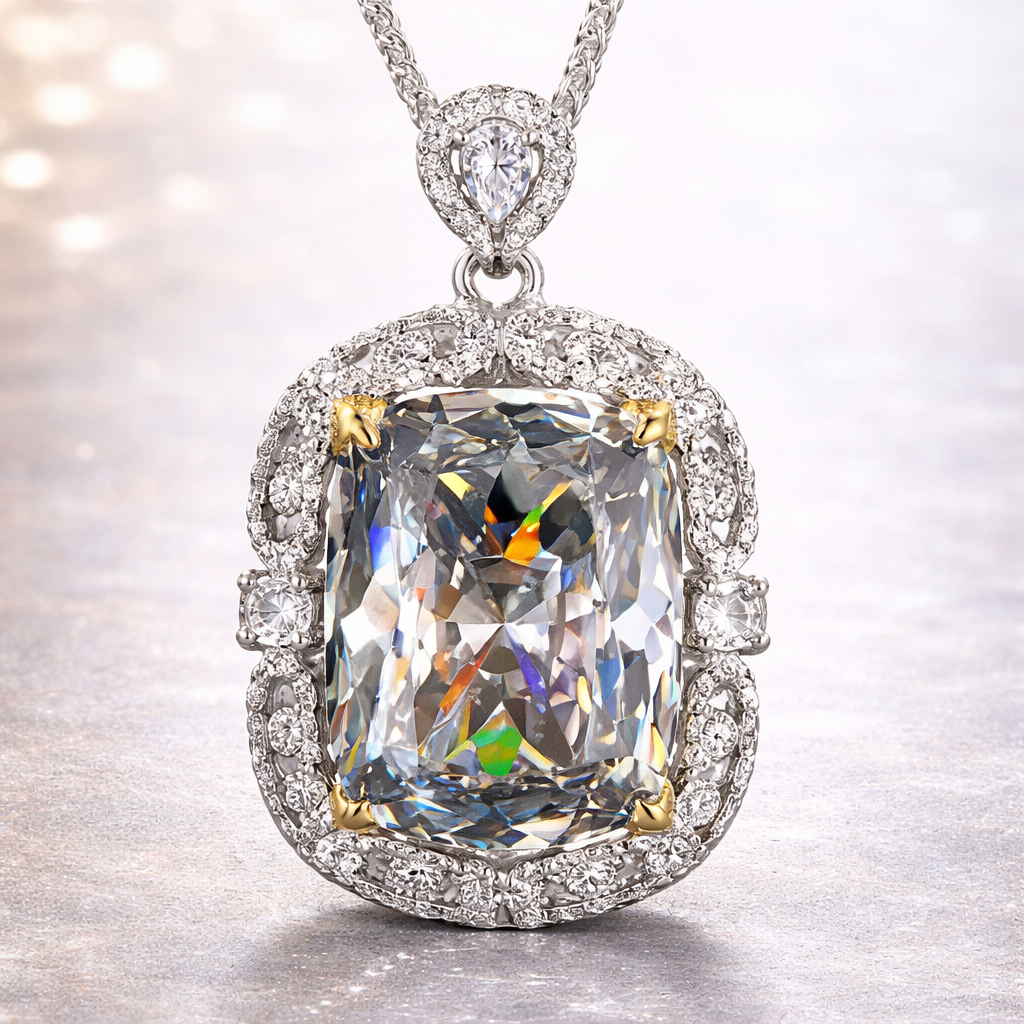 Designer Cushion Cut Gold Silver CZ Anti Tarnish Copper Pendant Bulk Secondary image