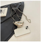 Glossy Bold Lips Gold Silver Ball Chain Shoulder Hand Bag Women Bulk