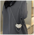 Glossy Bold Lips Gold Silver Ball Chain Shoulder Hand Bag Women Bulk