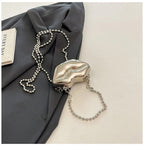 Glossy Bold Lips Gold Silver Ball Chain Shoulder Hand Bag Women Bulk
