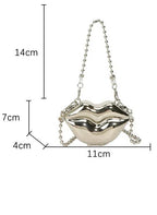 Glossy Bold Lips Gold Silver Ball Chain Shoulder Hand Bag Women Bulk