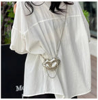 Glossy Bold Lips Gold Silver Ball Chain Shoulder Hand Bag Women Bulk