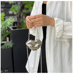Glossy Bold Lips Gold Silver Ball Chain Shoulder Hand Bag Women Bulk