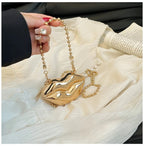 Glossy Bold Lips Gold Silver Ball Chain Shoulder Hand Bag Women Bulk