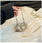 Glossy Bold Lips Gold Silver Ball Chain Shoulder Hand Bag Women Bulk