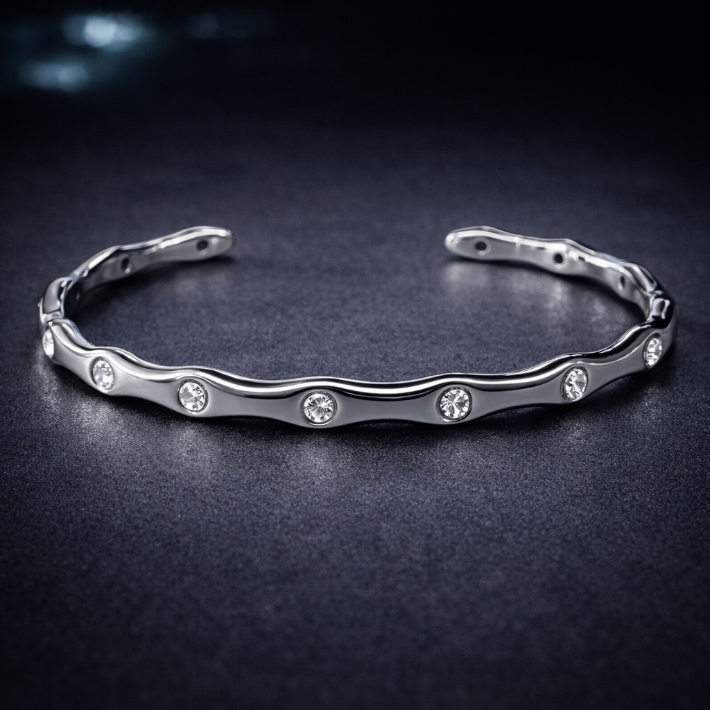 Bulk Wave Style Gold Silver CZ Anti Tarnish Stainless Steel Bracelet