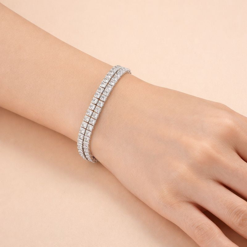 Bulk Double Strand Tennis Style Gold Silver Plated CZ Copper Bracelet Main image