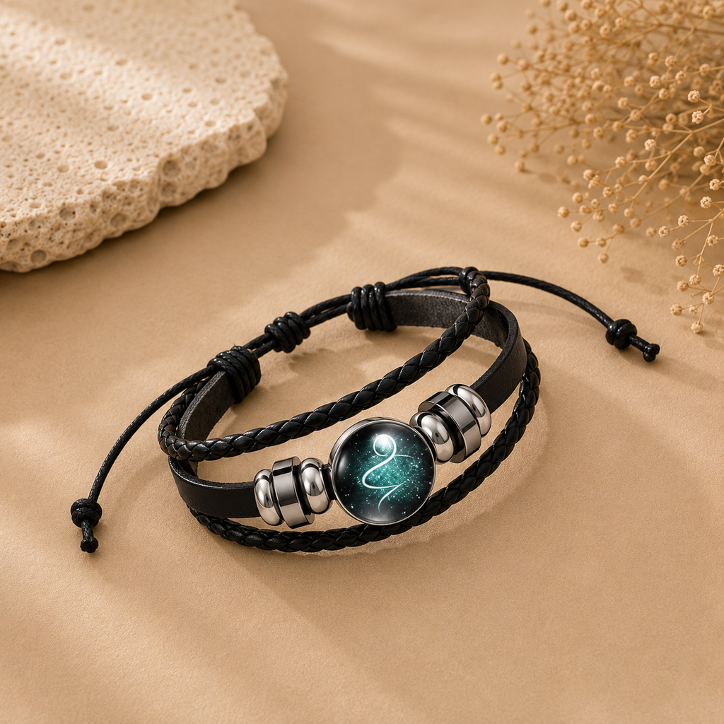 Constellation Zodiac Star Sign Leather Wrist Band Bracelet Wholesale