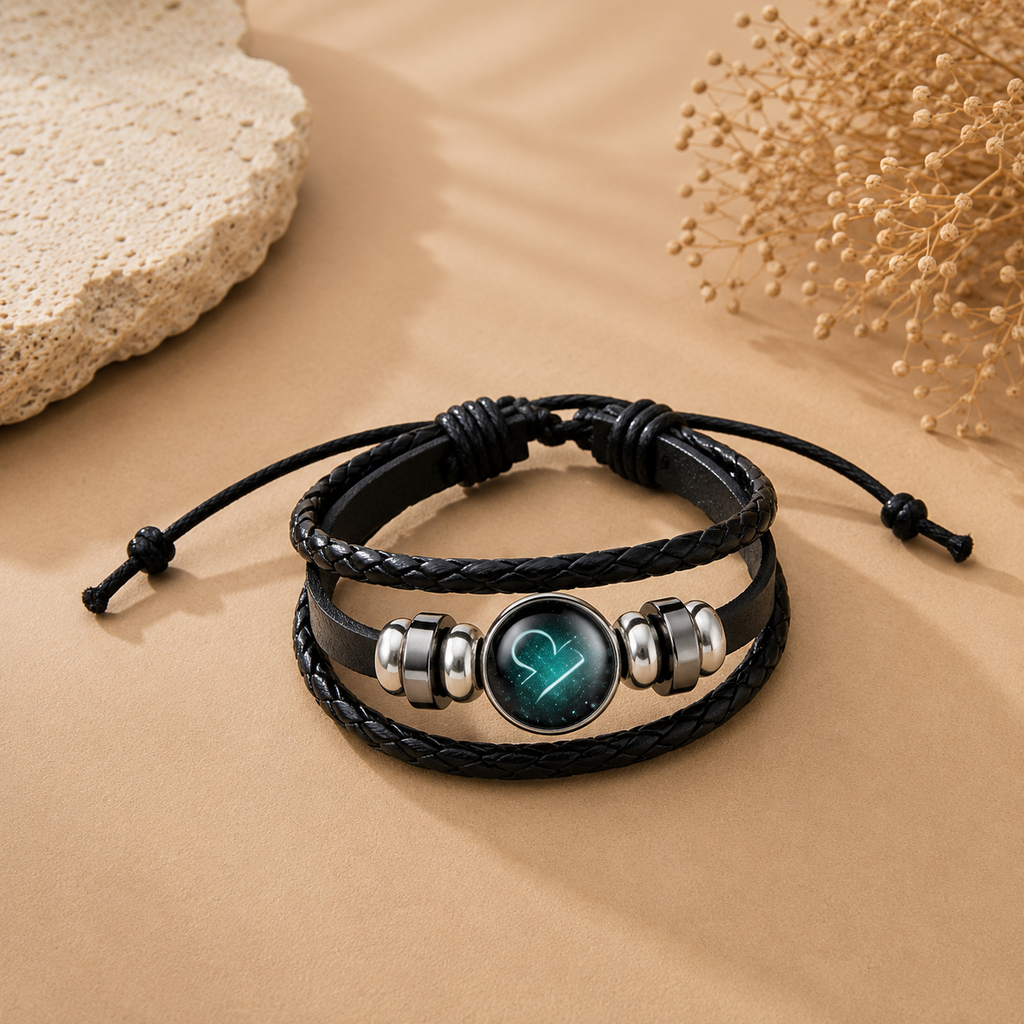 Constellation Zodiac Star Sign Leather Wrist Band Bracelet Wholesale