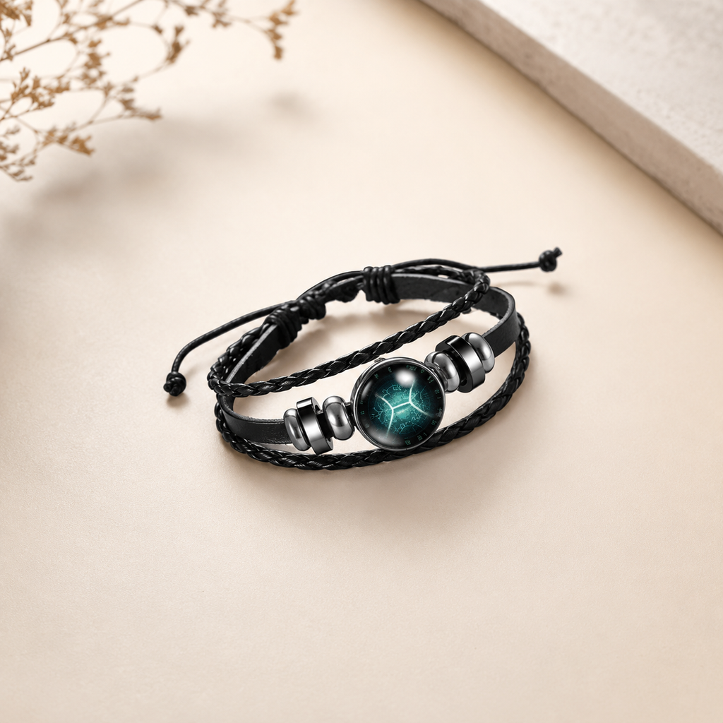 Constellation Zodiac Star Sign Leather Wrist Band Bracelet Wholesale