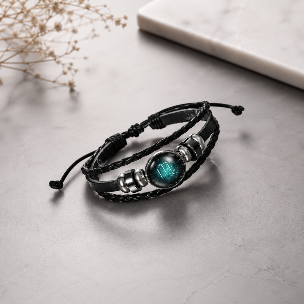 Constellation Zodiac Star Sign Leather Wrist Band Bracelet Wholesale