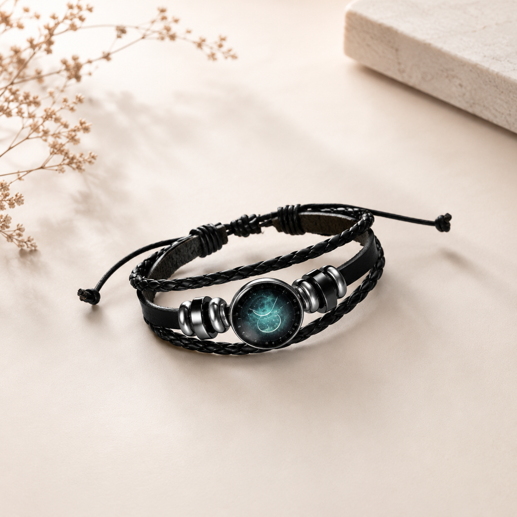 Constellation Zodiac Star Sign Leather Wrist Band Bracelet Wholesale