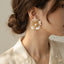 Designer Floral Gold Plated White Mother of Pearl Stud Earrings Bulk