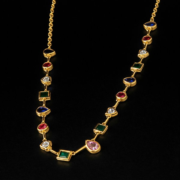 Bulk Multi Color Gold Plated CZ Anti Tarnish Copper Necklace For Women Main image