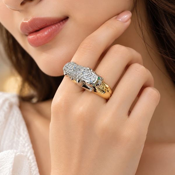 Pink Green Tulip Flower Gold Copper Anti Tarnish Adjustable Ring For Women Main image