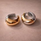 Bulk Two-Tone Chunky Gold Silver Plain Stainless Steel Hoop Earrings