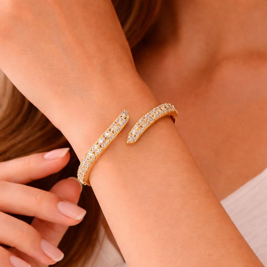 Designer Baguette & Marquise Gold Silver CZ Copper Cuff & Kada Bulk