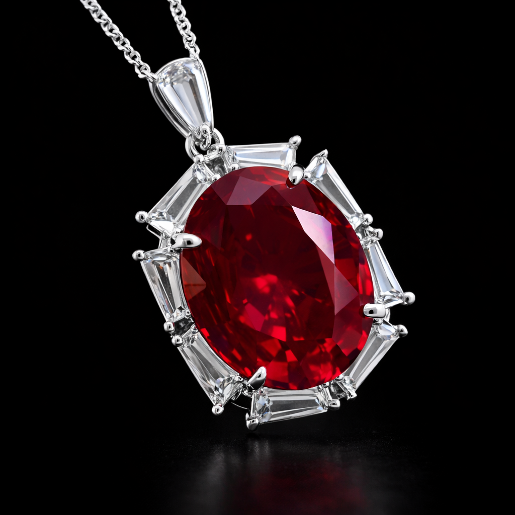 Premium Oval Cut Silver Plated CZ Anti Tarnish Copper Pendant Wholesale