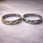 Bulk Stretchable Two Tone Link Gold Silver Plain Stainless Steel Bracelet