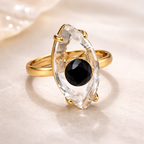 White Marquise Evil Eye Gold Crystal Copper Adjustable Fancy Ring Bulk