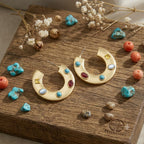 Luxury Gold Plated Multi Color CZ & Enamel Geometric Hoop Earrings Bulk