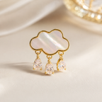 Pink Cloud Style Gold Plated CZ Mother Of Pearl Copper Brooch Bulk