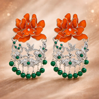 Multi Color Ethnic Style Floral Silver Enamel Dangler Earrings Bulk
