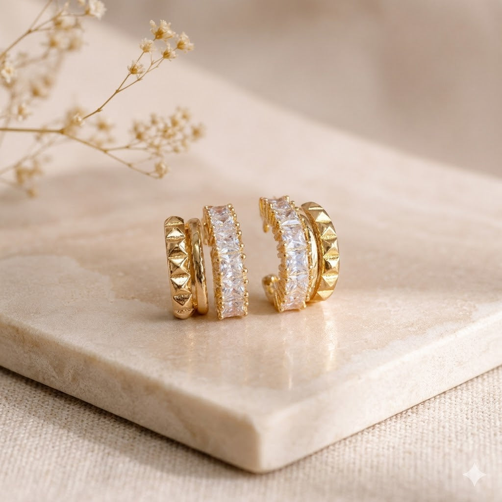 Modern Glam Gold Silver CZ Anti Tarnish Copper Ear Cuff Earrings Bulk