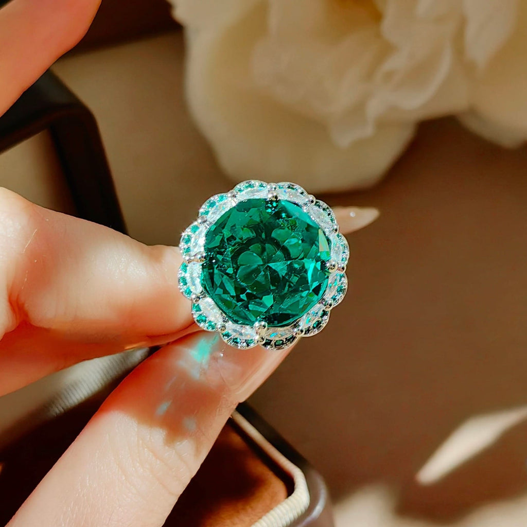 Multi Color Emerald Floral Silver Cubic Zirconia Copper Necklace Combo Bulk