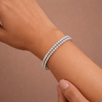 Bulk Luxury Double Line Round Cut Gold Silver Plated CZ Copper Bracelet