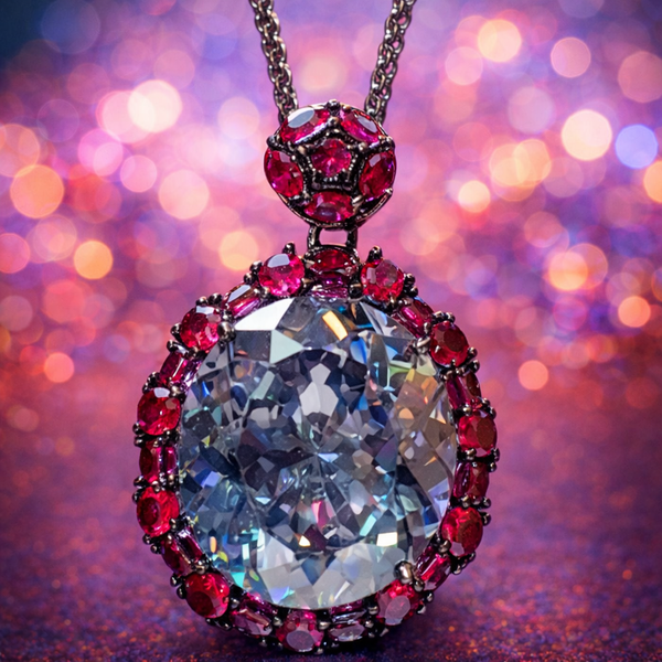 Gray Red Designer Party Wear Oval Cut Black CZ Copper Pendant Wholesale Main image