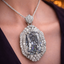 White High Sparkle Cushion Cut Silver Plated CZ Copper Pendant Bulk