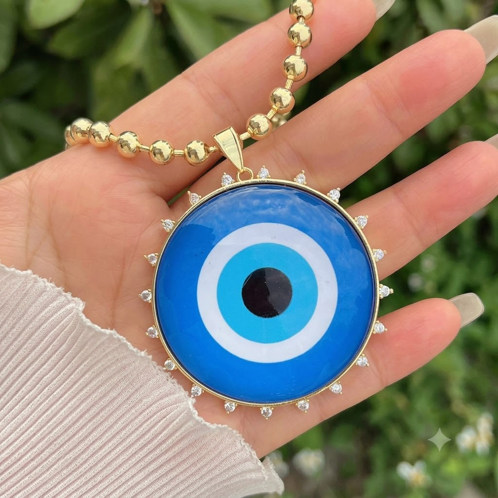 Multi Color Evil Eye Gold Plated Enamel CZ Beads Alloy Necklace Bulk
