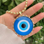 Multi Color Evil Eye Gold Plated Enamel CZ Beads Alloy Necklace Bulk